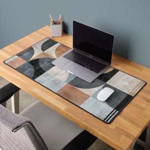 Geometric shapes background in neutral shades desk mat