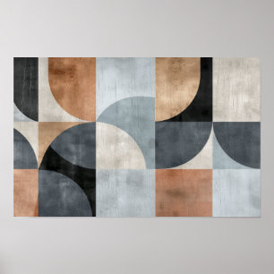 Geometric shapes background in neutral shades poster