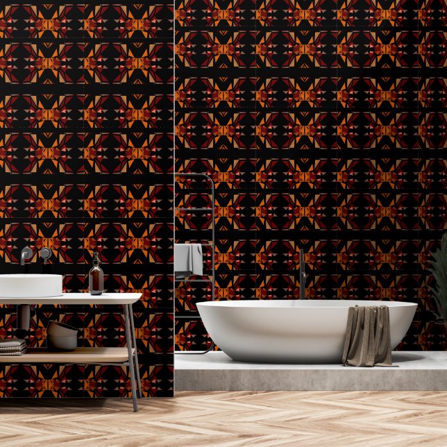Geometric Shapes Black Orange Gradients Wallpaper (Bathroom)