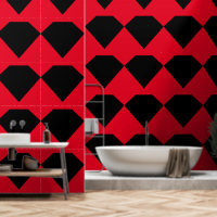 Geometric Shapes Black Red Diamond