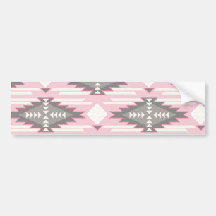Geometric Shapes Boho Ethnic Pink Grey Rhombuses Bumper Sticker