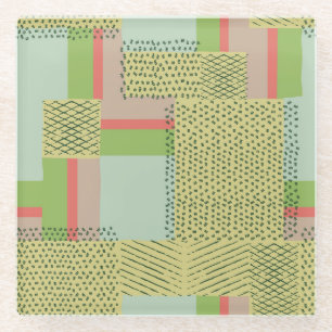 Geometric Shapes: Brush Stroke Pattern. Glass Coaster