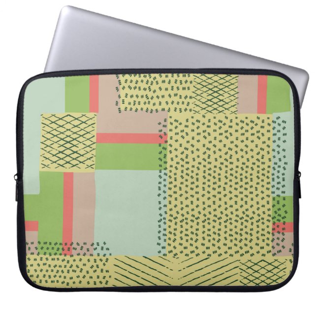 Geometric Shapes: Brush Stroke Pattern. Laptop Sleeve (Front)