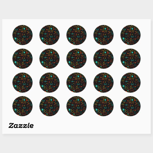 Geometric shapes classic round sticker (Sheet)
