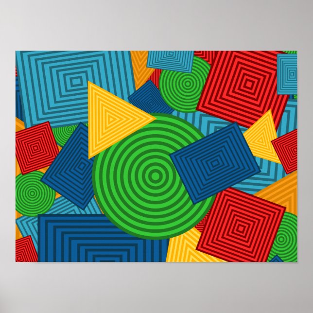 Geometric Shapes Collage (Bright Colours) Poster (Front)