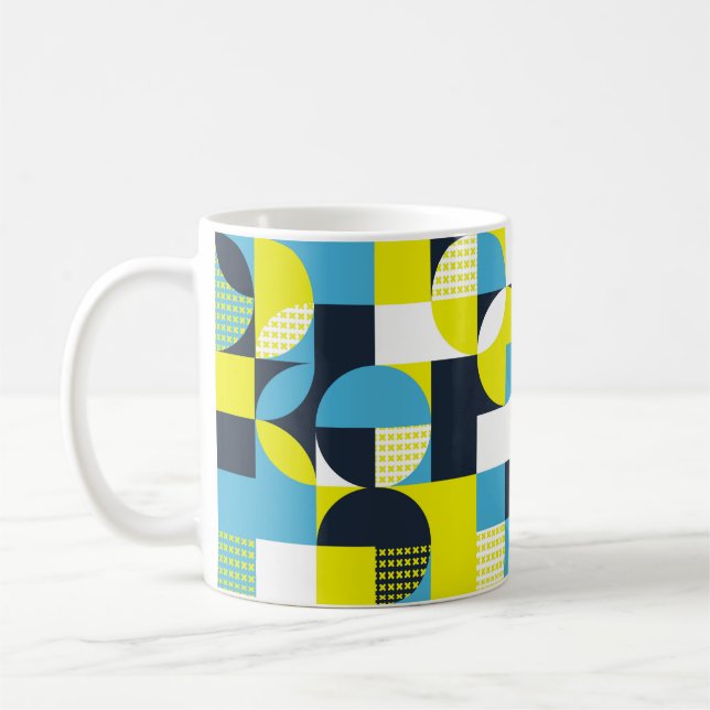 Geometric shapes, colourful abstract background. coffee mug (Left)