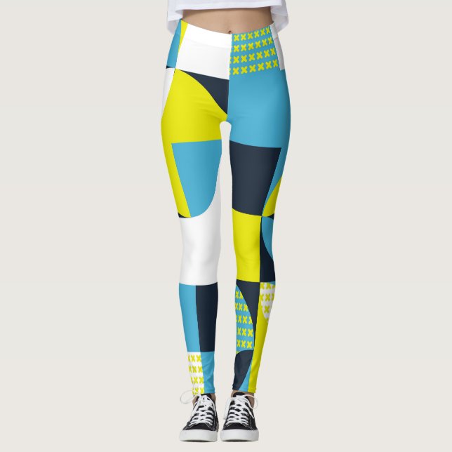 Geometric shapes, colourful abstract background. leggings (Front)