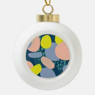 Geometric Shapes: Colourful Memphis Style Ceramic Ball Christmas Ornament