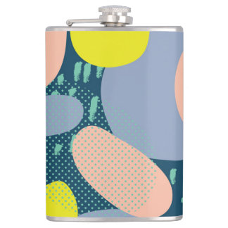 Geometric Shapes: Colourful Memphis Style Hip Flask