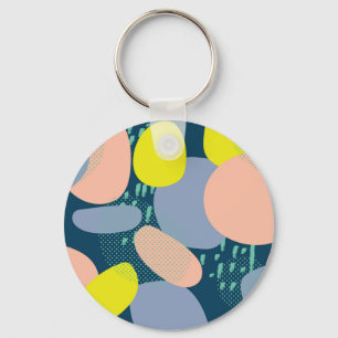 Geometric Shapes: Colourful Memphis Style Key Ring