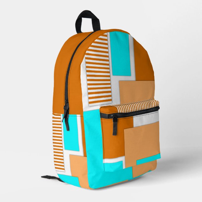 Geometric shapes cut out of paper printed backpack (Back Corner Left)
