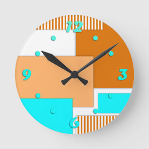 Geometric shapes cut out of paper round clock