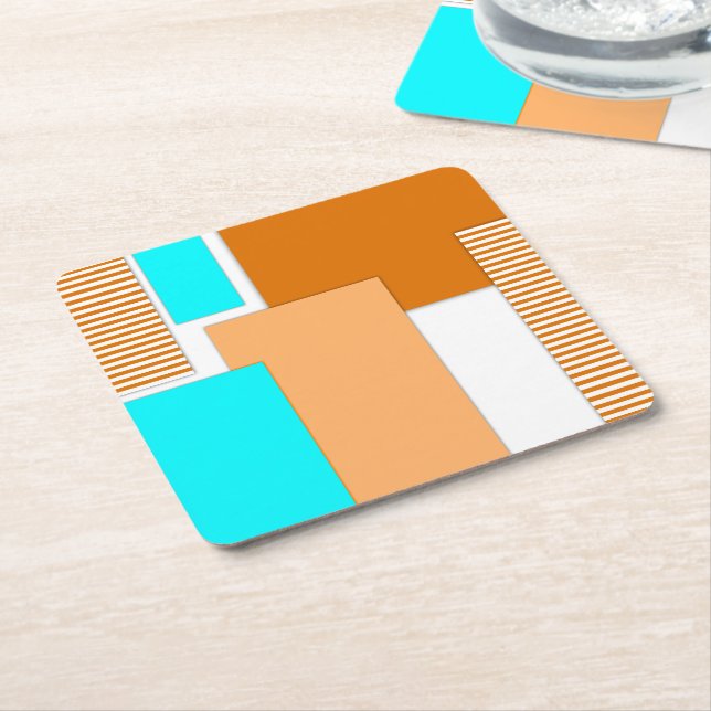 Geometric shapes cut out of paper square paper coaster (Angled)