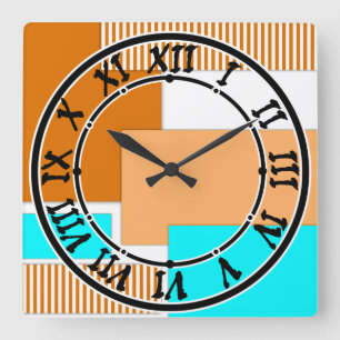 Geometric shapes cut out of paper square wall clock
