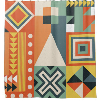 Geometric shapes, flat simple background. shower curtain