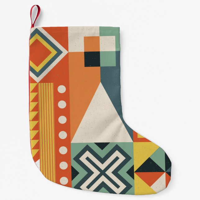 Geometric shapes, flat simple background. small christmas stocking (Front)