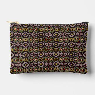 Geometric Shapes Green Gold Palette on Black Accessory Pouch