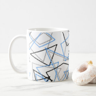 Geometric shapes in chalk on white coffee mug