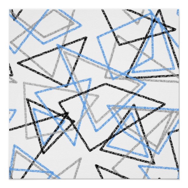 Geometric shapes in chalk on white  poster (Front)