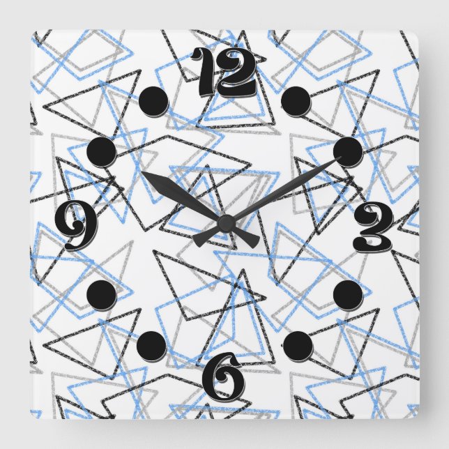 Geometric shapes in chalk on white  square wall clock (Front)