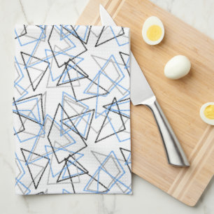 Geometric shapes in chalk on white  tea towel
