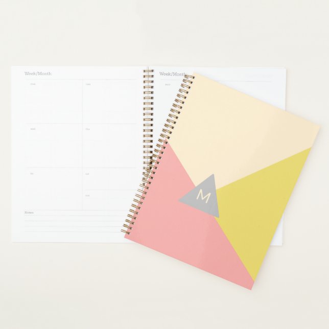 Geometric Shapes in Pastel Colours Monogrammed Planner (Display)