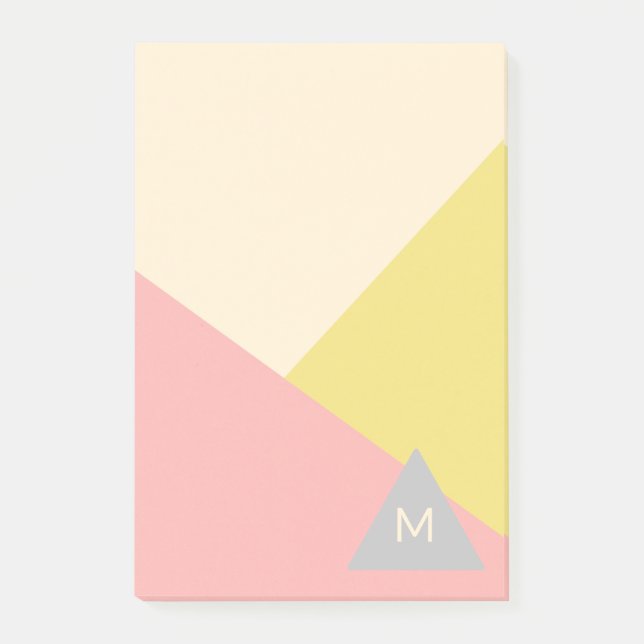 Geometric Shapes in Pastel Colours Monogrammed Post-it Notes (Front)