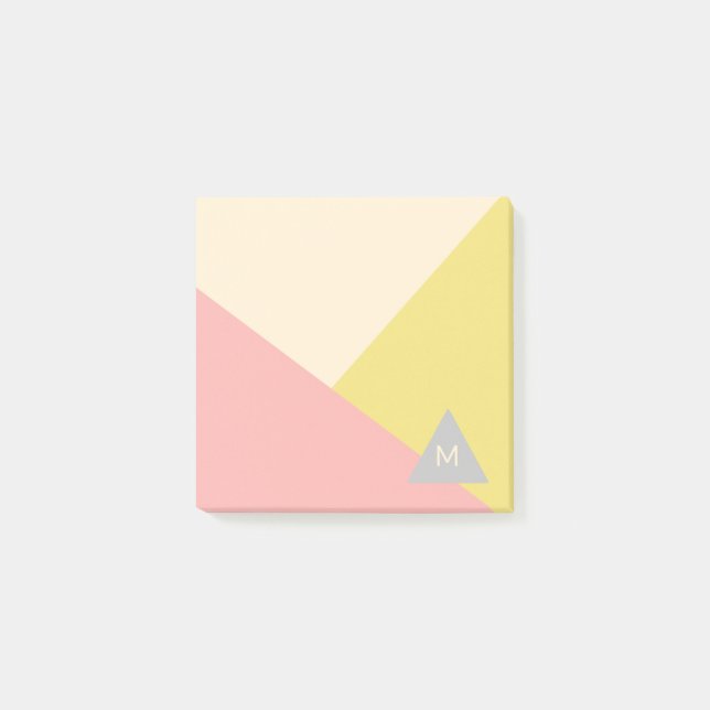 Geometric Shapes in Pastel Colours Monogrammed Post-it Notes (Front)