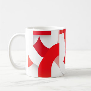 🔴 Geometric Shapes in Red and White ⚪ Coffee Mug