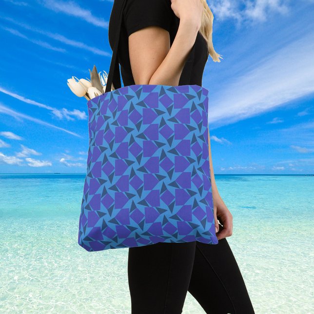  Geometric Shapes in Turquoise and Blue Tote Bag (Creator Uploaded)