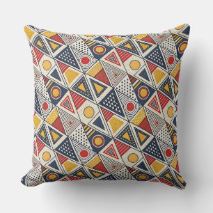 Geometric Shapes & Lines Pattern Memphis Style Art Cushion