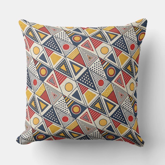 Geometric Shapes & Lines Pattern Memphis Style Art Cushion (Front)