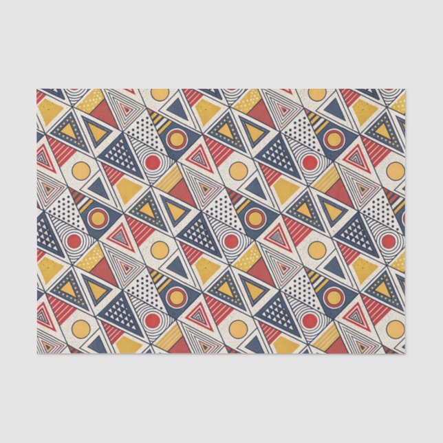 Geometric Shapes & Lines Pattern Memphis Style Art Tissue Paper (Front)