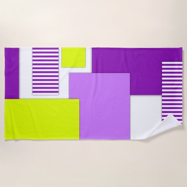 Geometric shapes made of multicolored paper beach towel (Front)