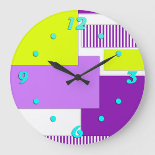 Geometric shapes made of multicolored paper large clock