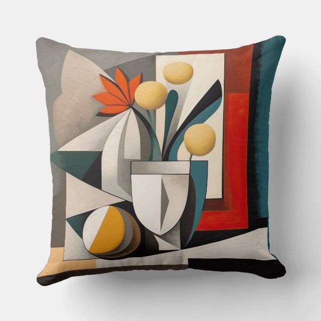 Geometric Shapes Multi-Coloured Throw Pillow (Back)