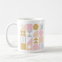 Geometric Shapes Pattern in Pastel Pink and Gold