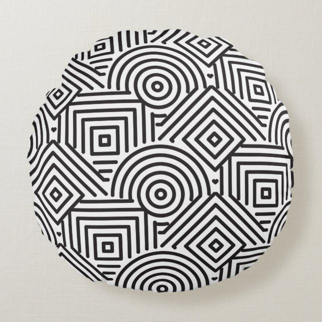 Geometric shapes pattern  round cushion (Front)
