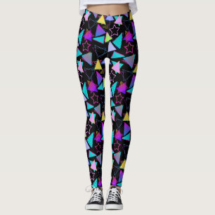 Geometric Shapes Pattern Vintage Style 01.bwx4 Leggings