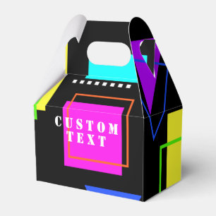 GEOMETRIC SHAPES PATTERNED NEON RETRO 80'S FASHION FAVOUR BOX