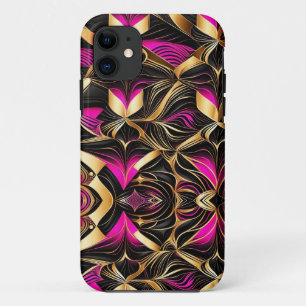 Geometric Shapes Pink Black Gold  iPhone 11 Case