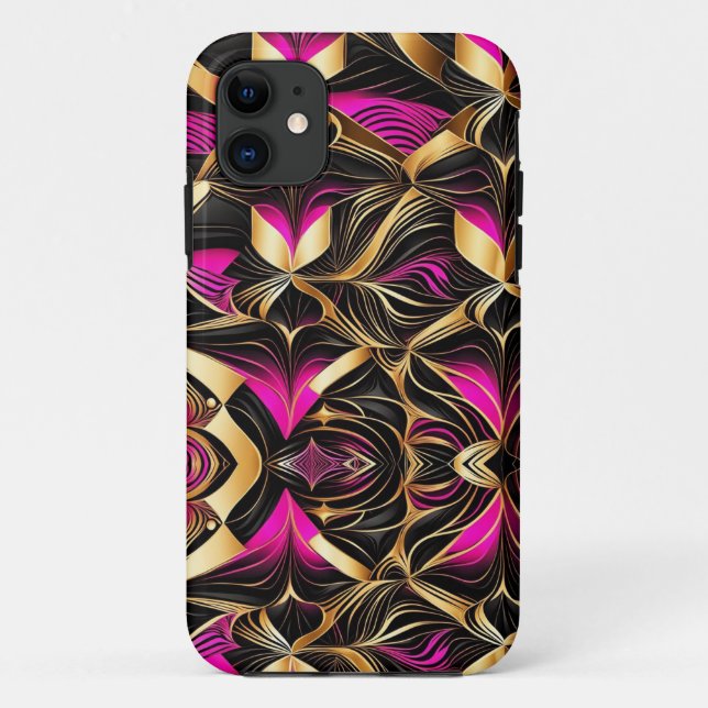 Geometric Shapes Pink Black Gold  Case-Mate iPhone Case (Back)