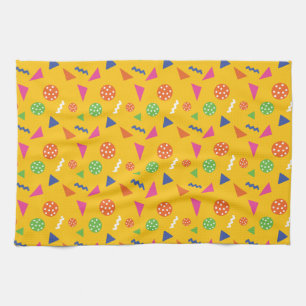 Geometric Shapes Retro Colours Party Vibes Colourf Tea Towel