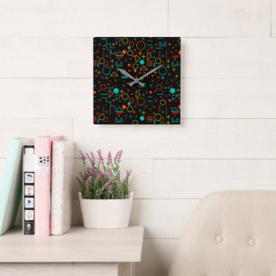 Geometric shapes square wall clock
