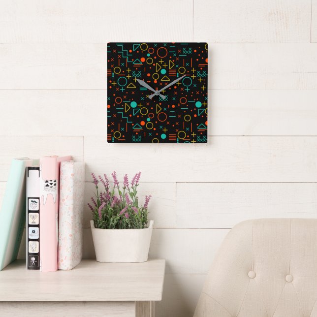 Geometric shapes square wall clock (Reading Room)