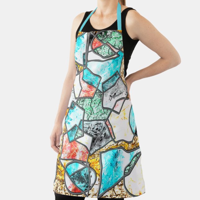 Geometric shapes with weird whitish textures apron (Insitu)