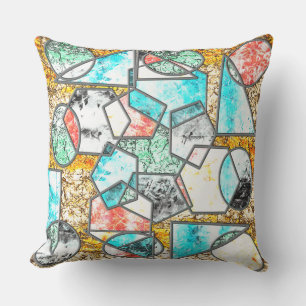 Geometric shapes with weird whitish textures cushion