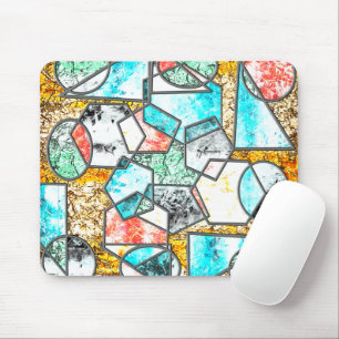 Geometric shapes with weird whitish textures mouse pad