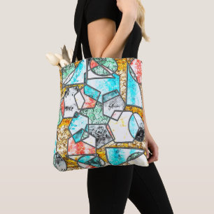 Geometric shapes with weird whitish textures tote bag