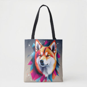 Geometric Shiba Inu Dog Tote Bag